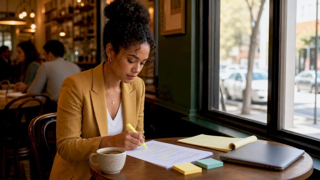 Entrepreneur reviewing startup financial checklist