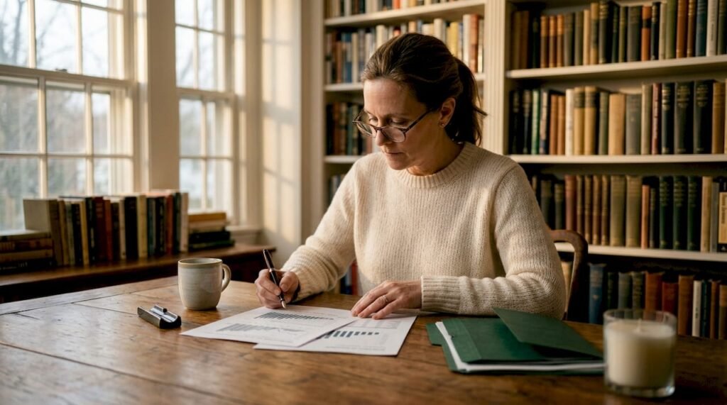 Accountant reviewing detailed business costs