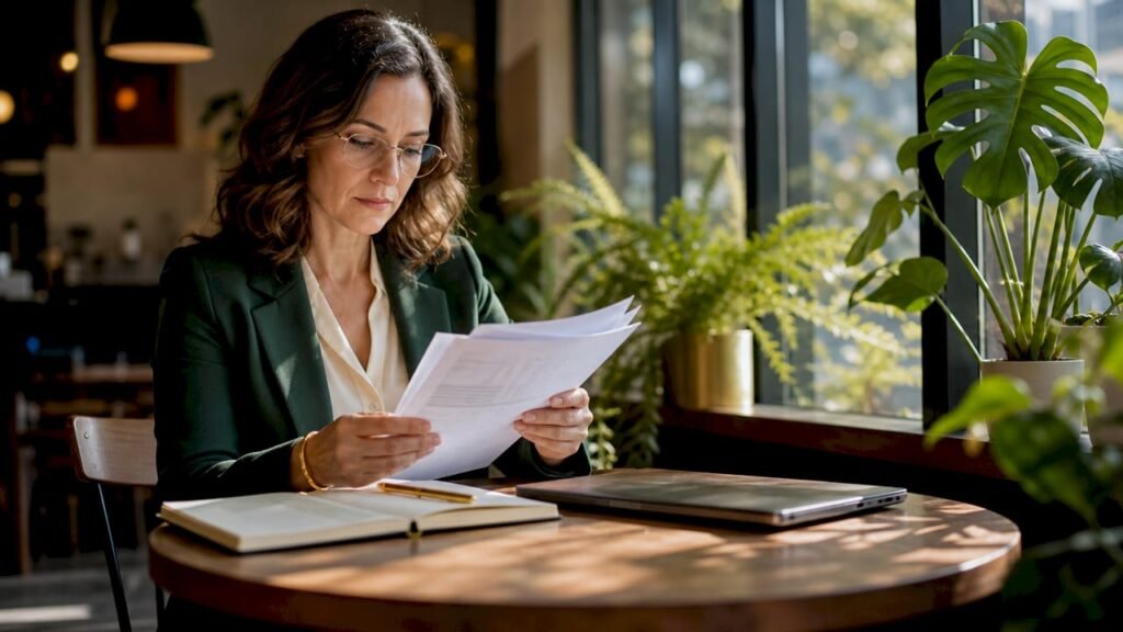 Accountant reviewing startup financial documents