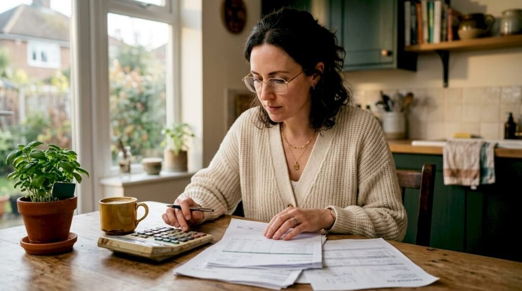 Small business owner reviewing accounting pricing
