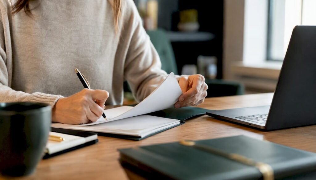Hands typing tax extension on keyboard
