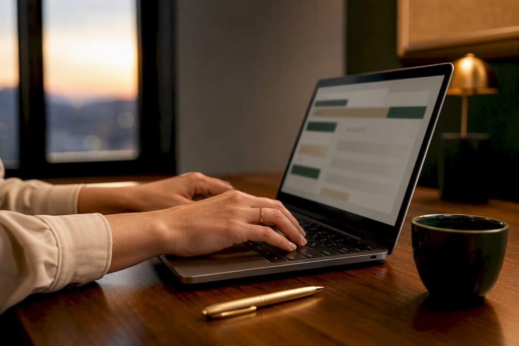 Hands initiating an electronic payroll tax deposit
