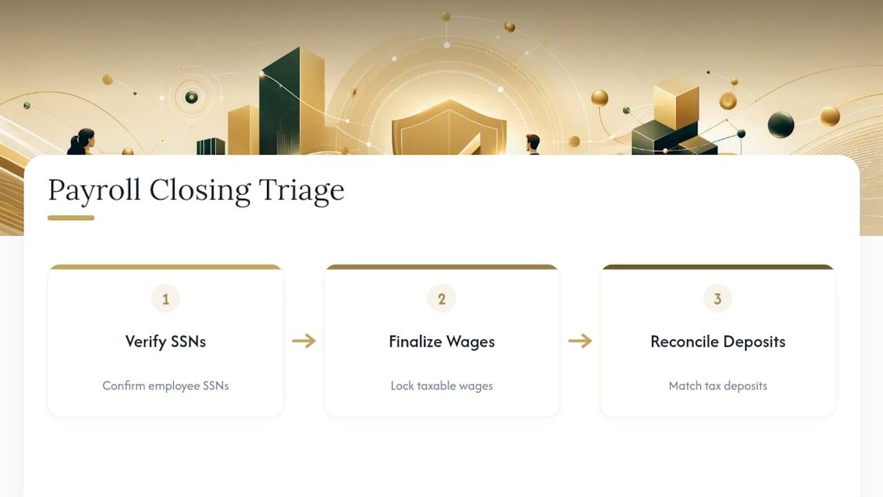 Three-step payroll closing triage