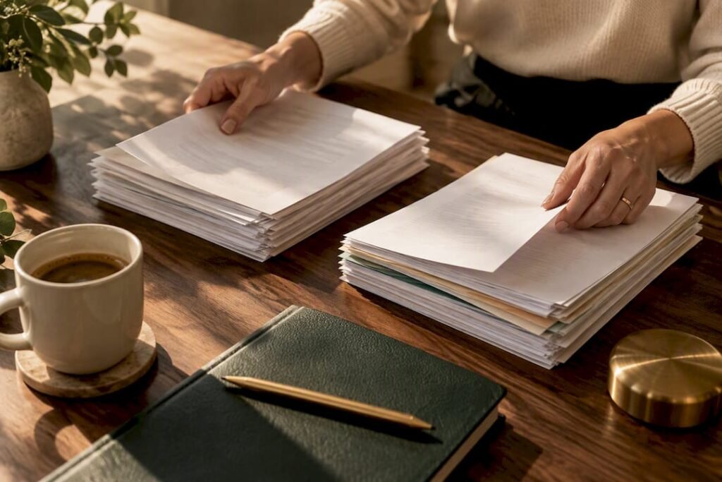 Accounting records arranged for method comparison