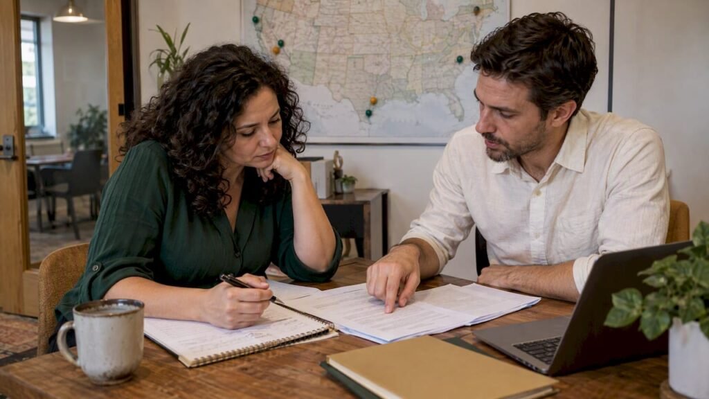 Payroll adviser reviewing multi-state work locations
