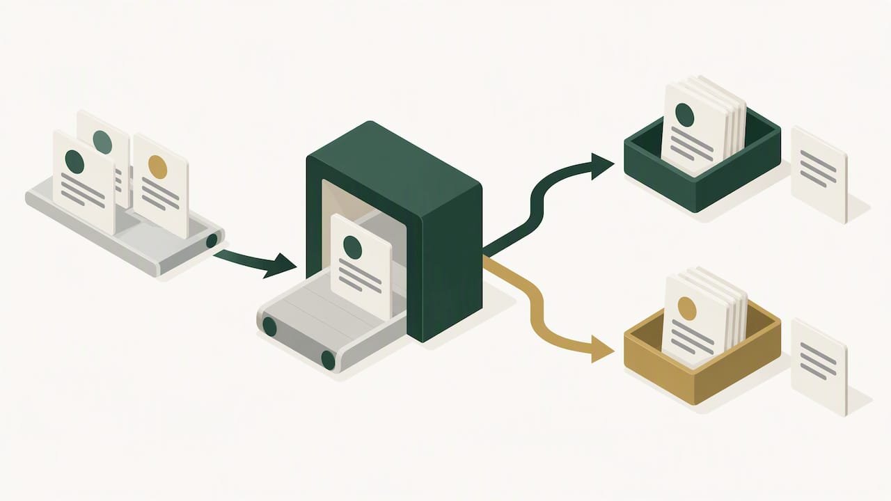 Worker records move through a classification review