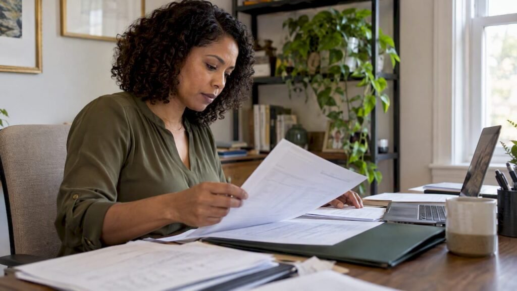 Owner reviewing small business financial statements